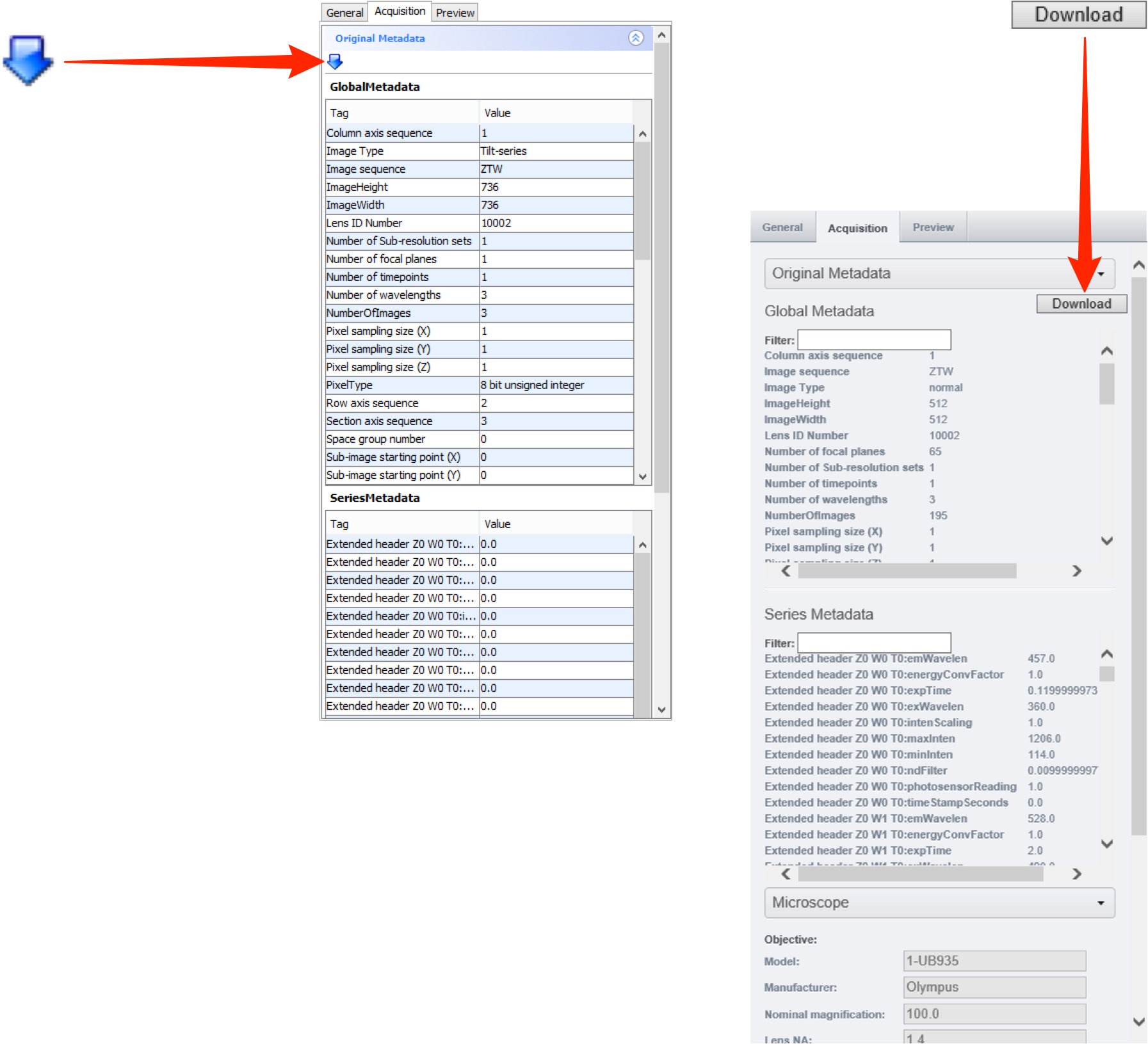 Acquisition Metadata в OMERO.insight
