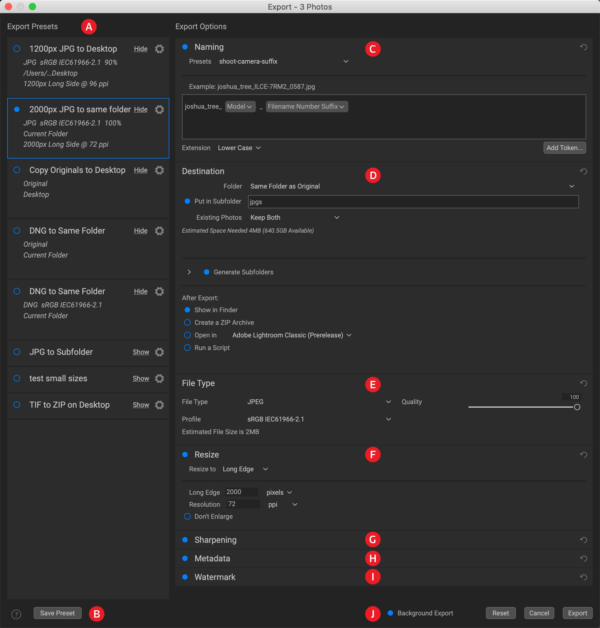Интерфейс ON1 HDR: Export: структура окна и логика результата