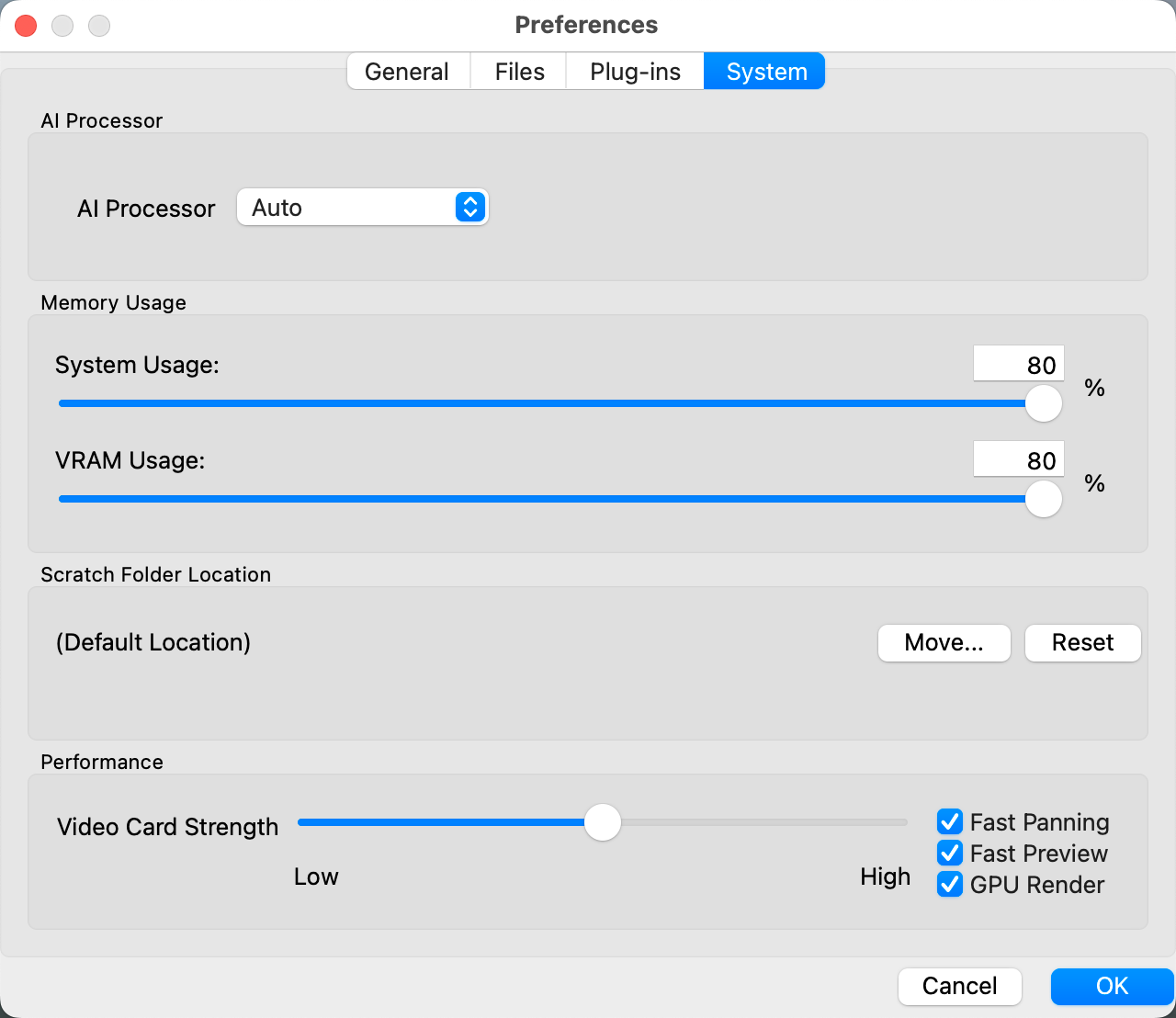 Интерфейс ON1 HDR: Preferences: настройки, влияющие на работу