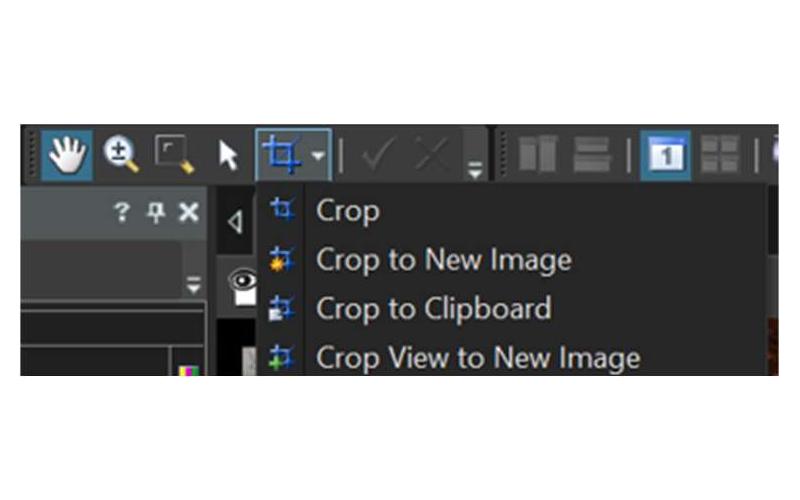 Меню Crop в Olympus OlyVIA с вариантами обрезки
