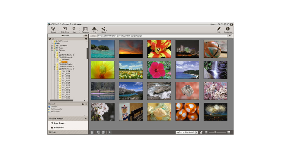 Olympus Viewer 3: просмотр файлов в режиме Folder