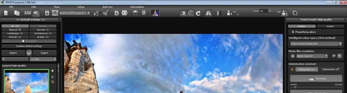 Рабочее пространство PHOTO WORKS projects с пресетами и Expert mode