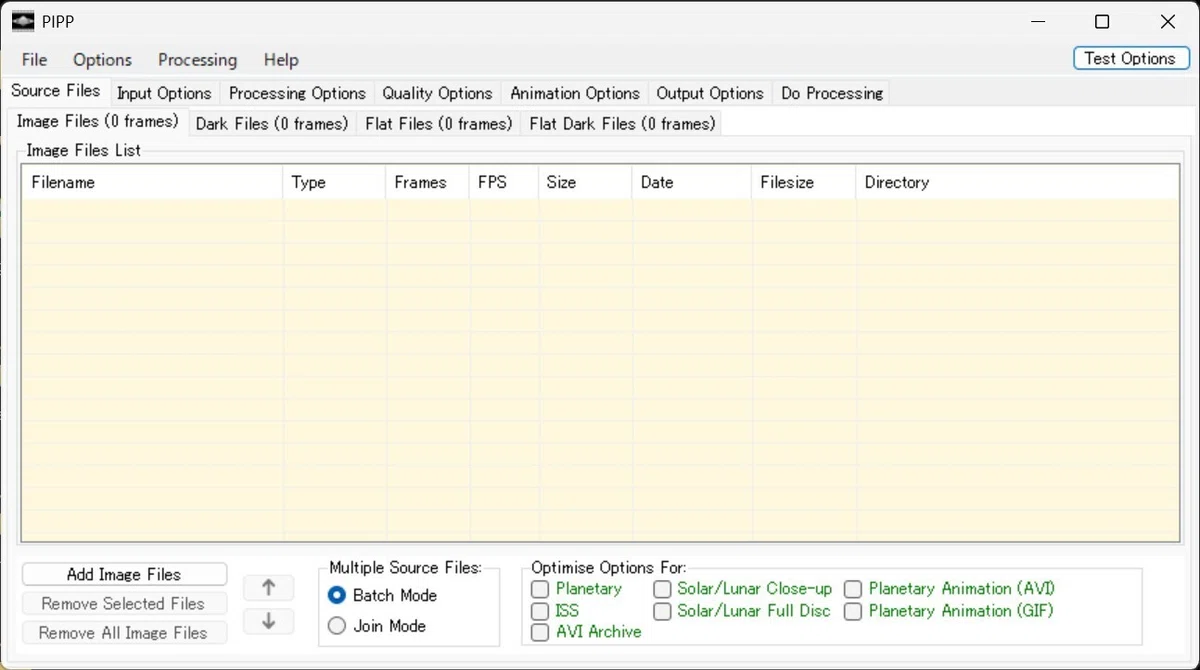PIPP: пустая вкладка Source Files и режимы Batch Mode и Join Mode