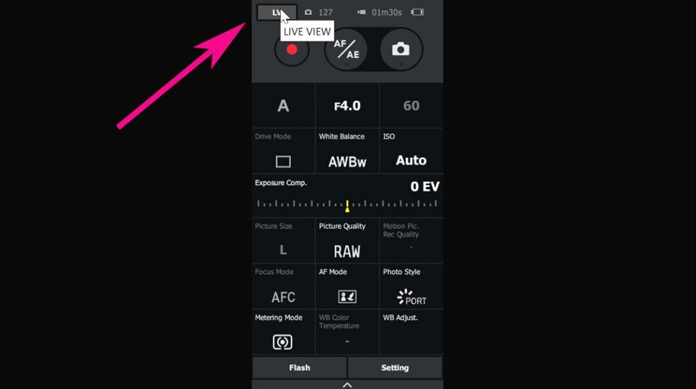 Panasonic LUMIX Tether — ISO