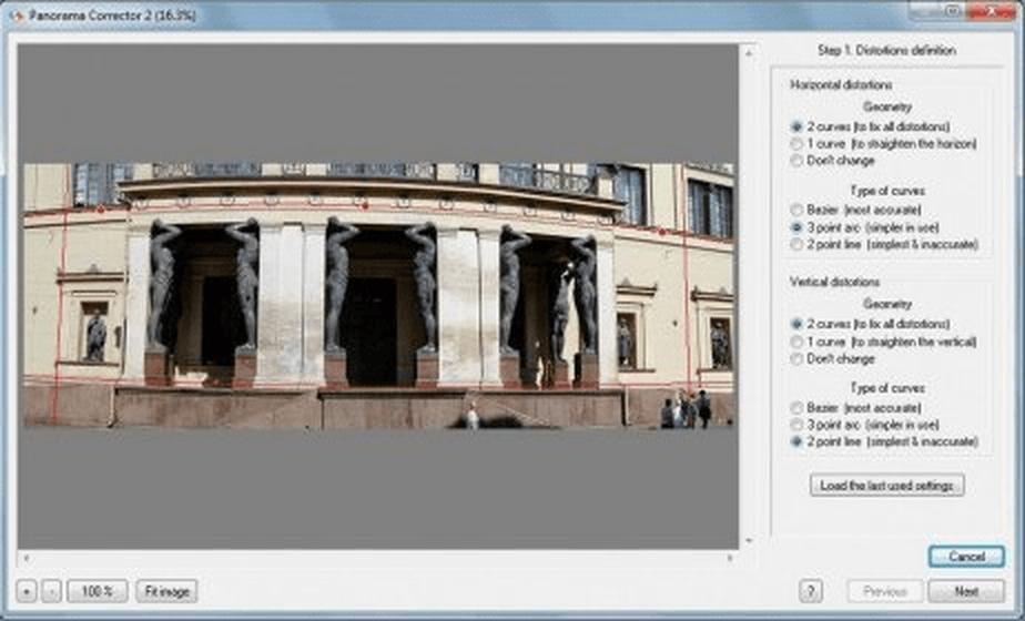 Panorama Corrector: основной экран определения искажений