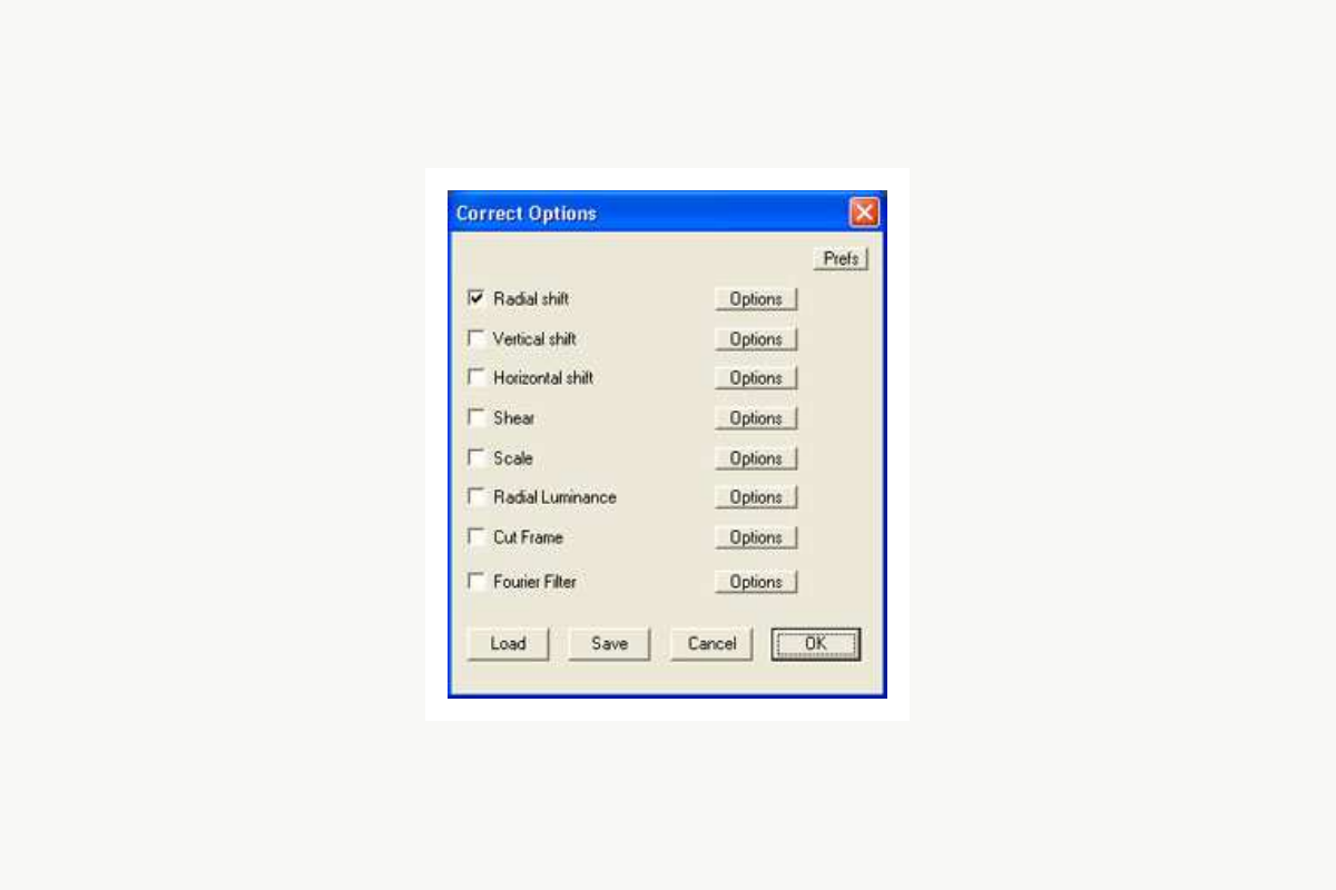 Окно Correct Options с выбором Radial shift в Panorama Tools