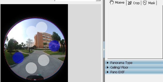 Пример масок в области перекрытия исходных fisheye-снимков