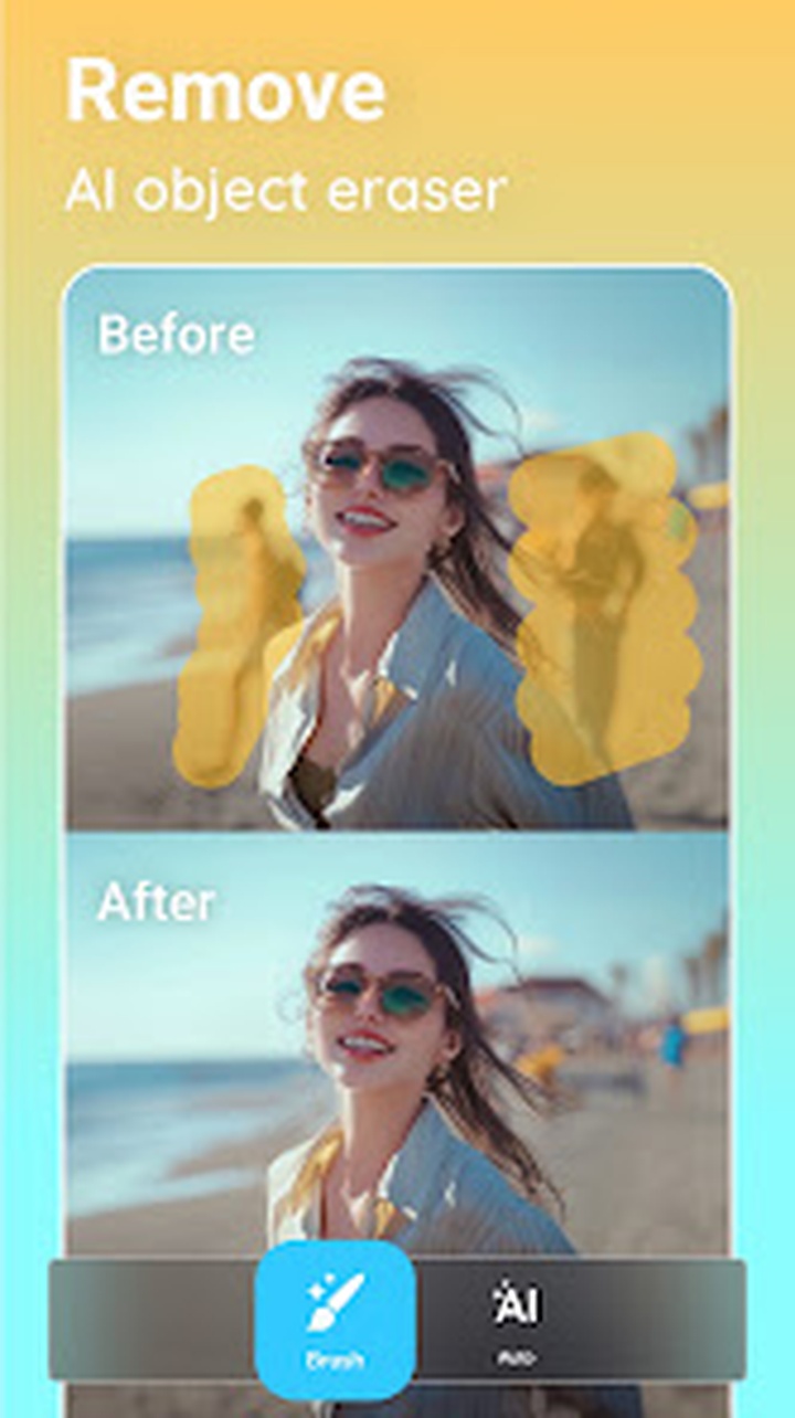 Peachy AI Remove и Brush для удаления объектов