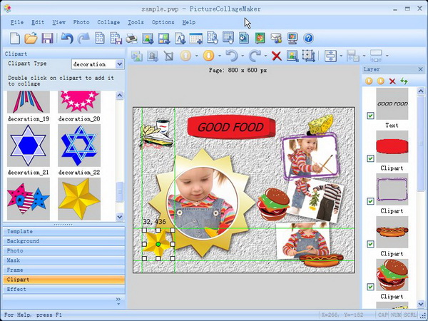 Панель клипарта Picture Collage Maker