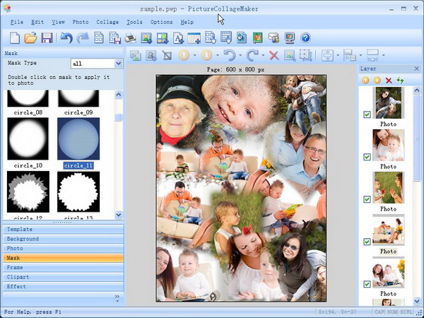 Панель масок Picture Collage Maker