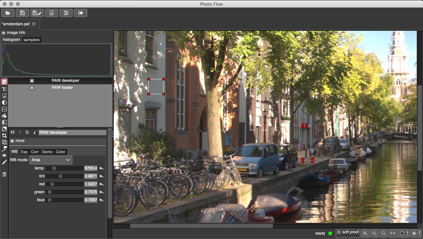 PhotoFlow: RAW developer с режимом Area для баланса белого по нескольким областям