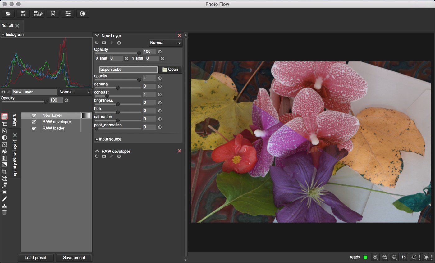 Цветовой LUT как отдельный слой PhotoFlow