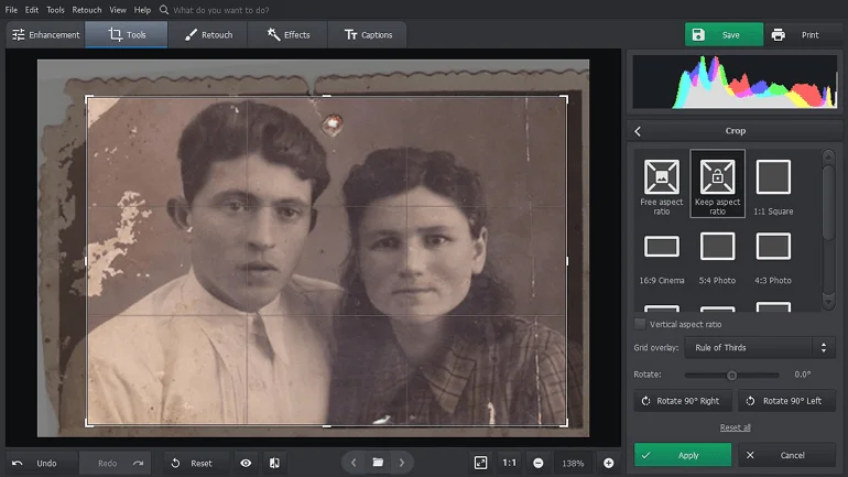 Кадрирование старой фотографии в PhotoGlory
