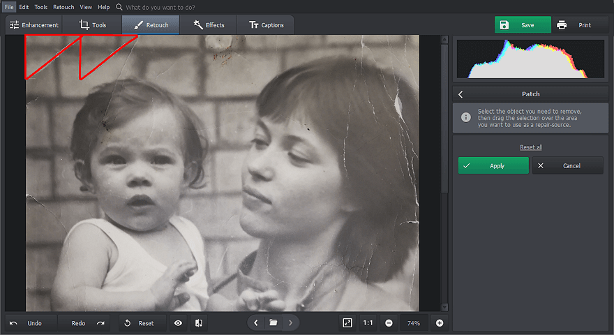 Инструмент Patch в PhotoGlory