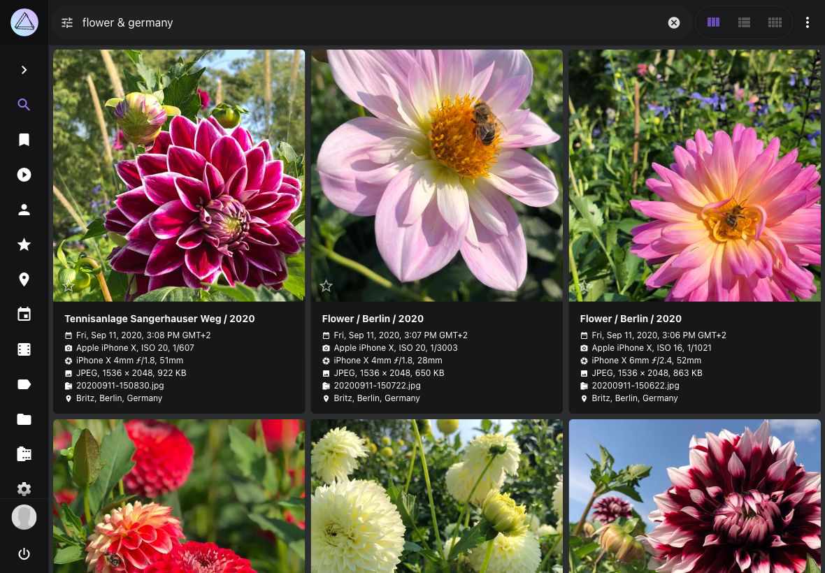 Полнотекстовый поиск PhotoPrism