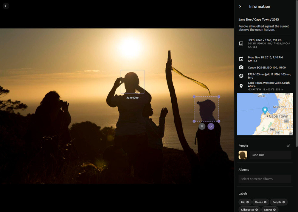 Ручная разметка лица PhotoPrism