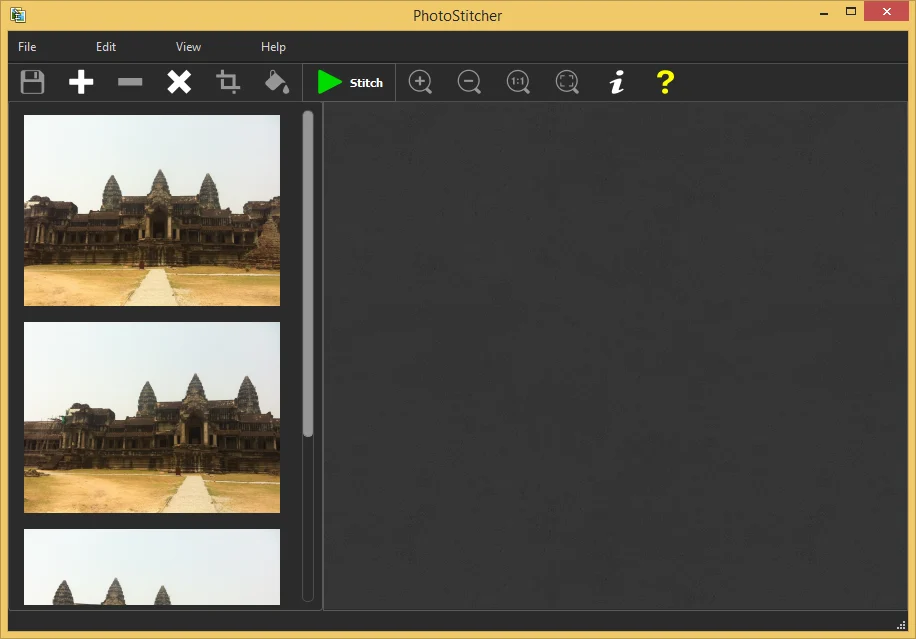 Главное окно PhotoStitcher с добавленными фотографиями