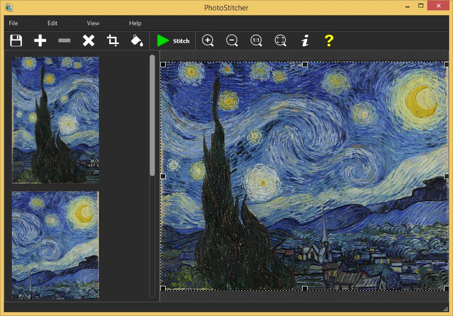 Собранный скан в рабочей области PhotoStitcher