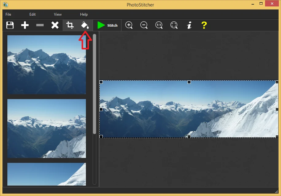 Инструмент Auto-Fill в PhotoStitcher