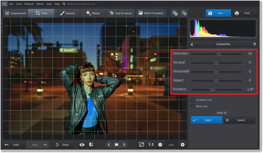 Коррекция геометрии и перспективы в PhotoWorks