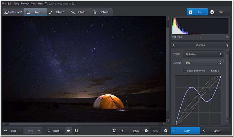 Кривые RGB в PhotoWorks
