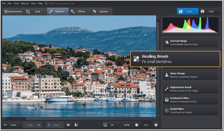 Выбор Healing Brush в PhotoWorks