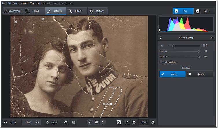 Инструмент Clone Stamp в PhotoWorks