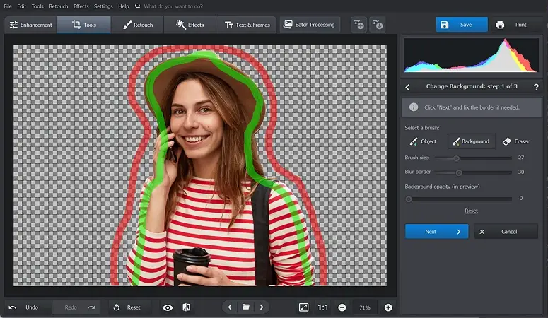 Разметка объекта и фона в PhotoWorks