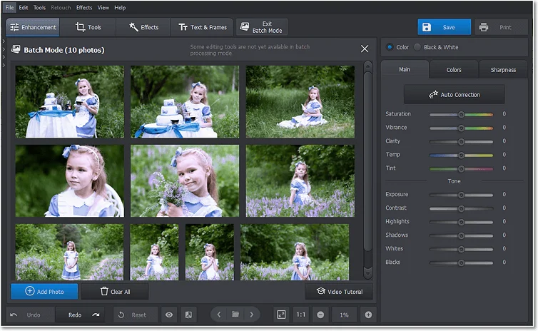 Пакетный режим PhotoWorks с несколькими фотографиями