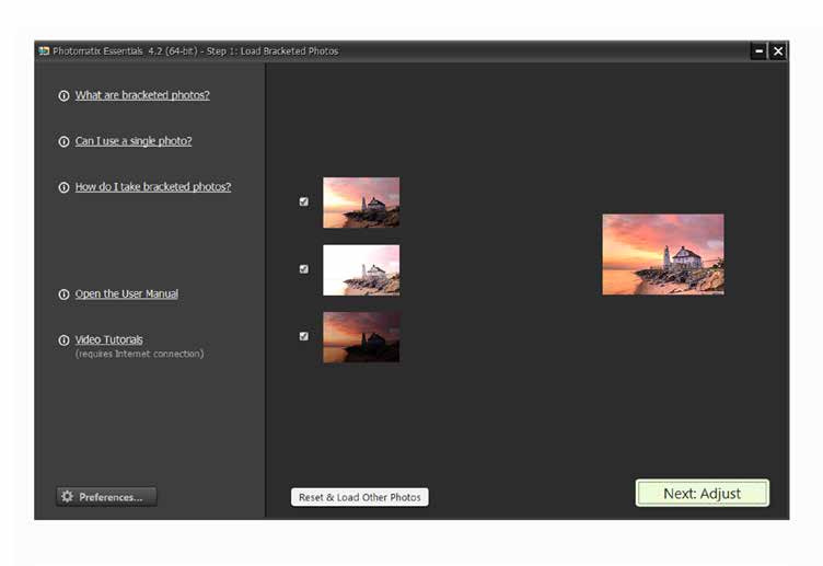 Photomatix Essentials: загруженная серия брекетинга