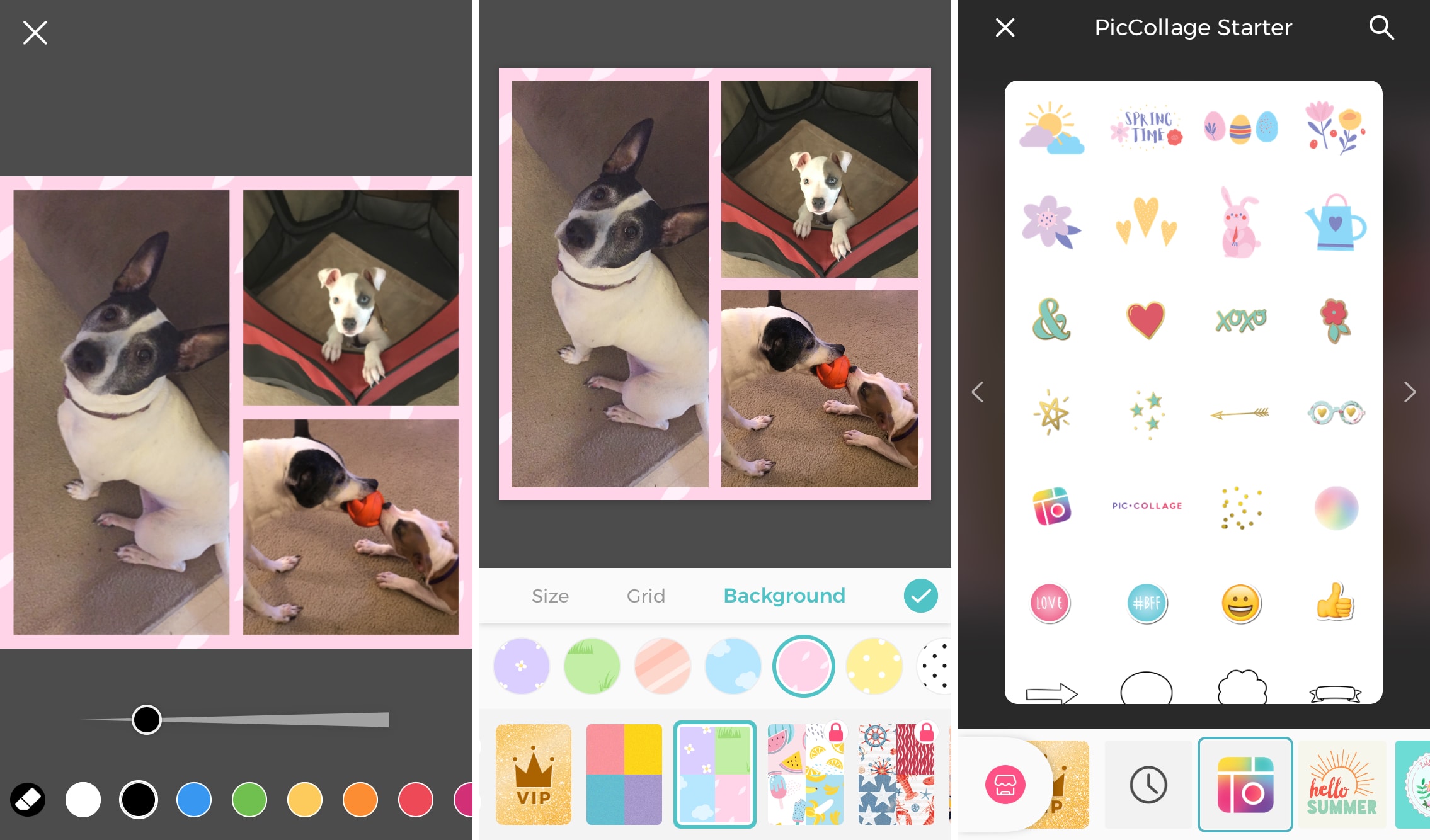 Редактирование фотографий, фона и декоративных элементов в PicCollage