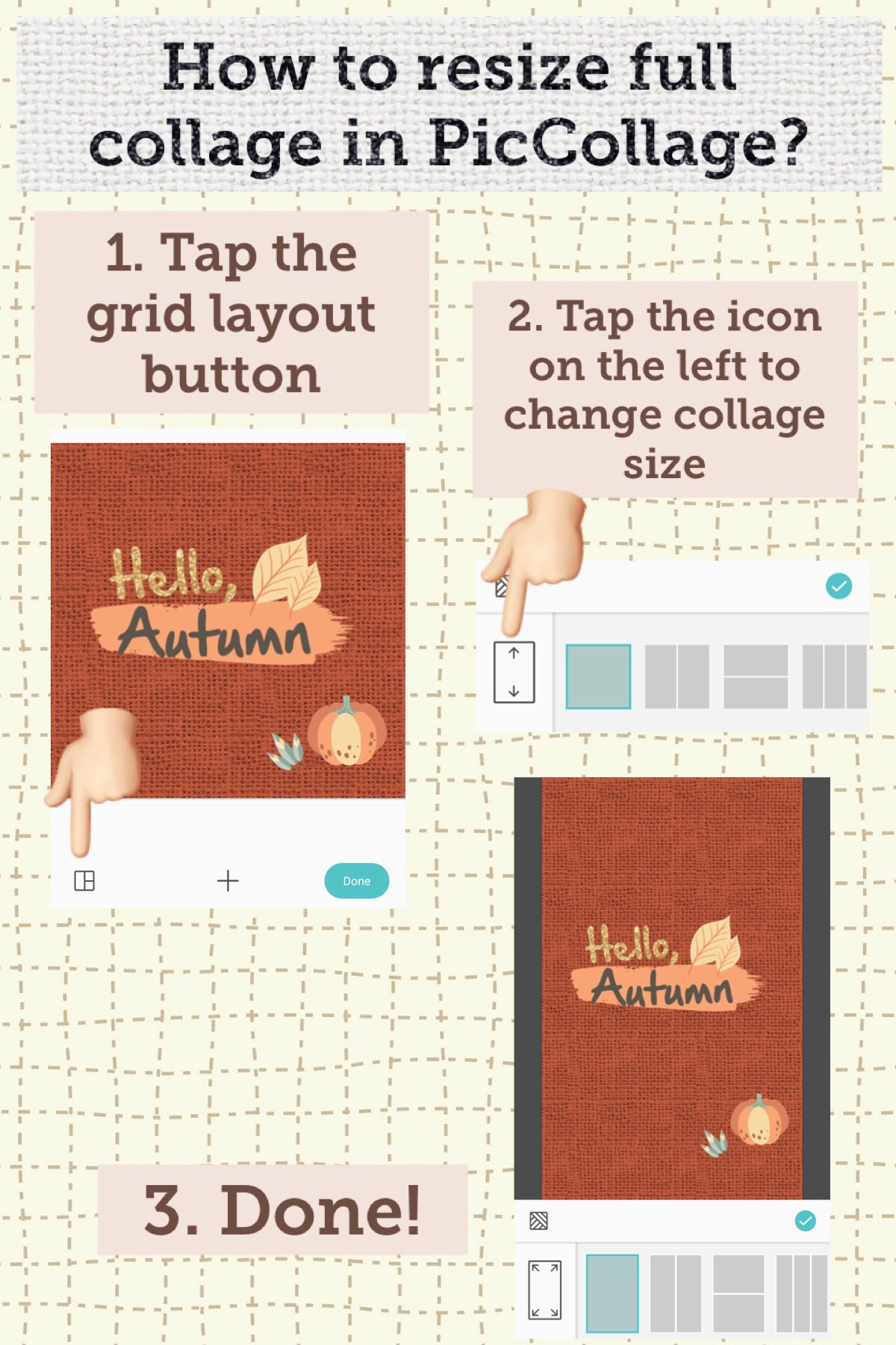 Изменение размера всего коллажа PicCollage на Android