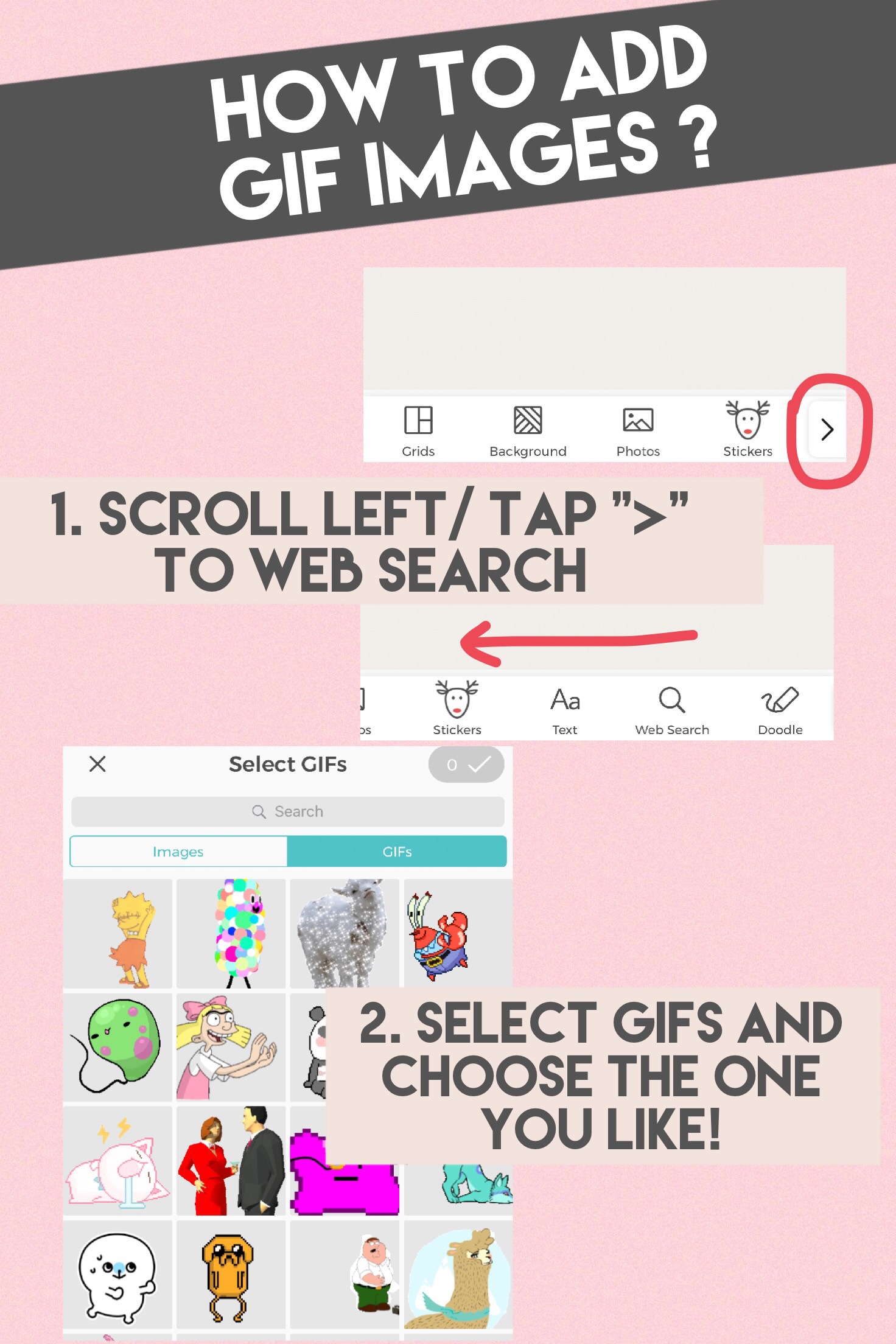 Добавление GIF в коллаж PicCollage