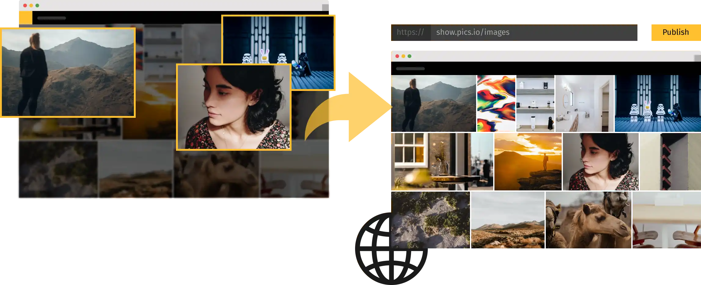 Интерфейс Pics.io: оформление внешних галерей