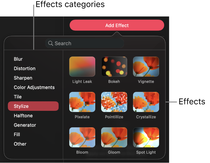 Браузер эффектов Pixelmator Pro