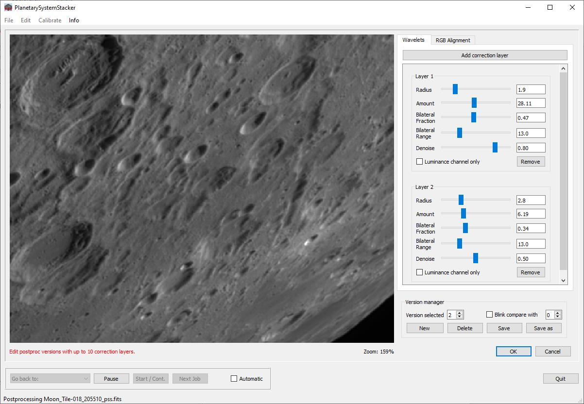 PlanetarySystemStacker: многослойная wavelet-обработка