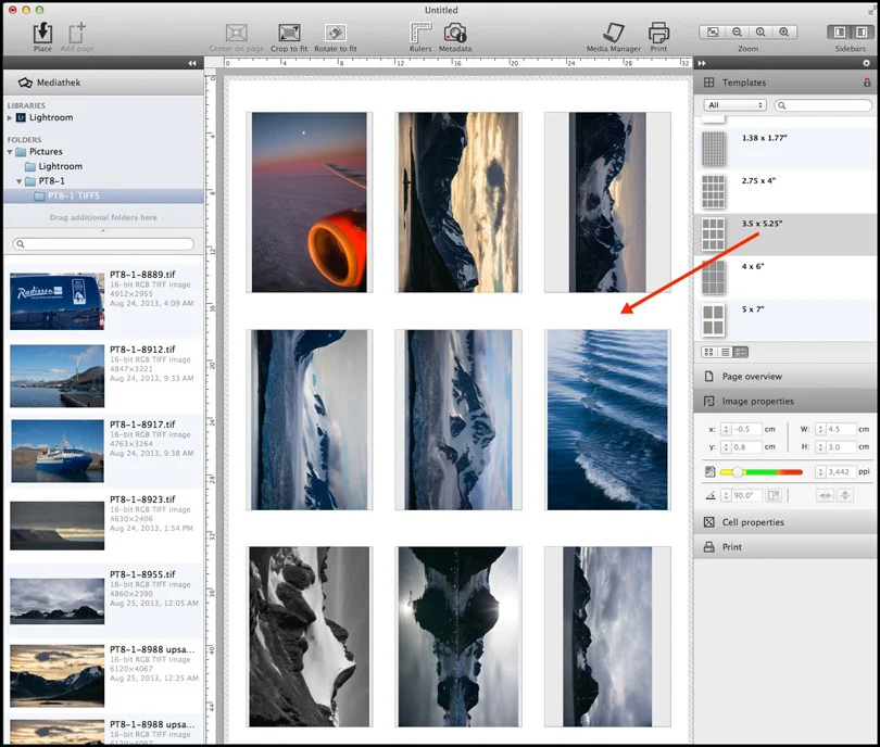 Сетка Grid с несколькими фотографиями в Printao 8