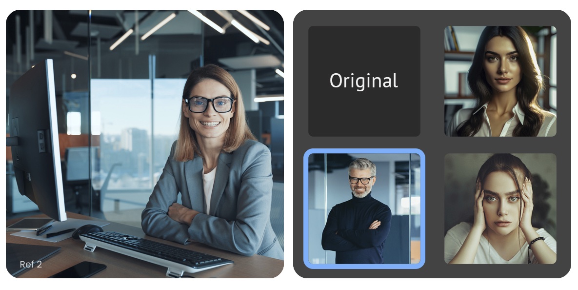 Плиточные превью референсов Retouch4me Color Match для визуального выбора цветового образца