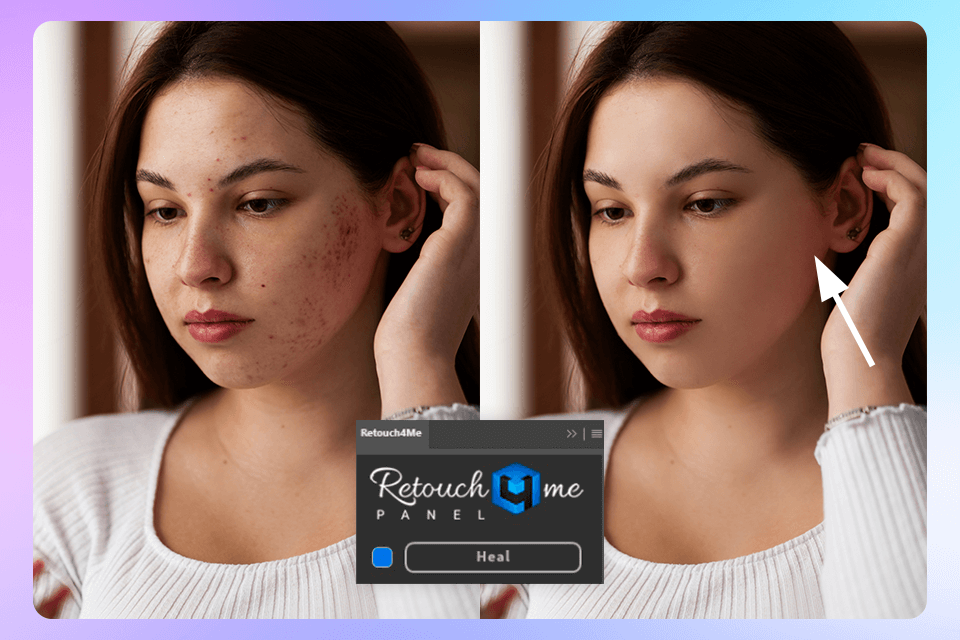 Пример применения Heal через панель Retouch4me