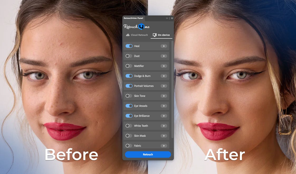 Retouch4me Panel на портретном изображении