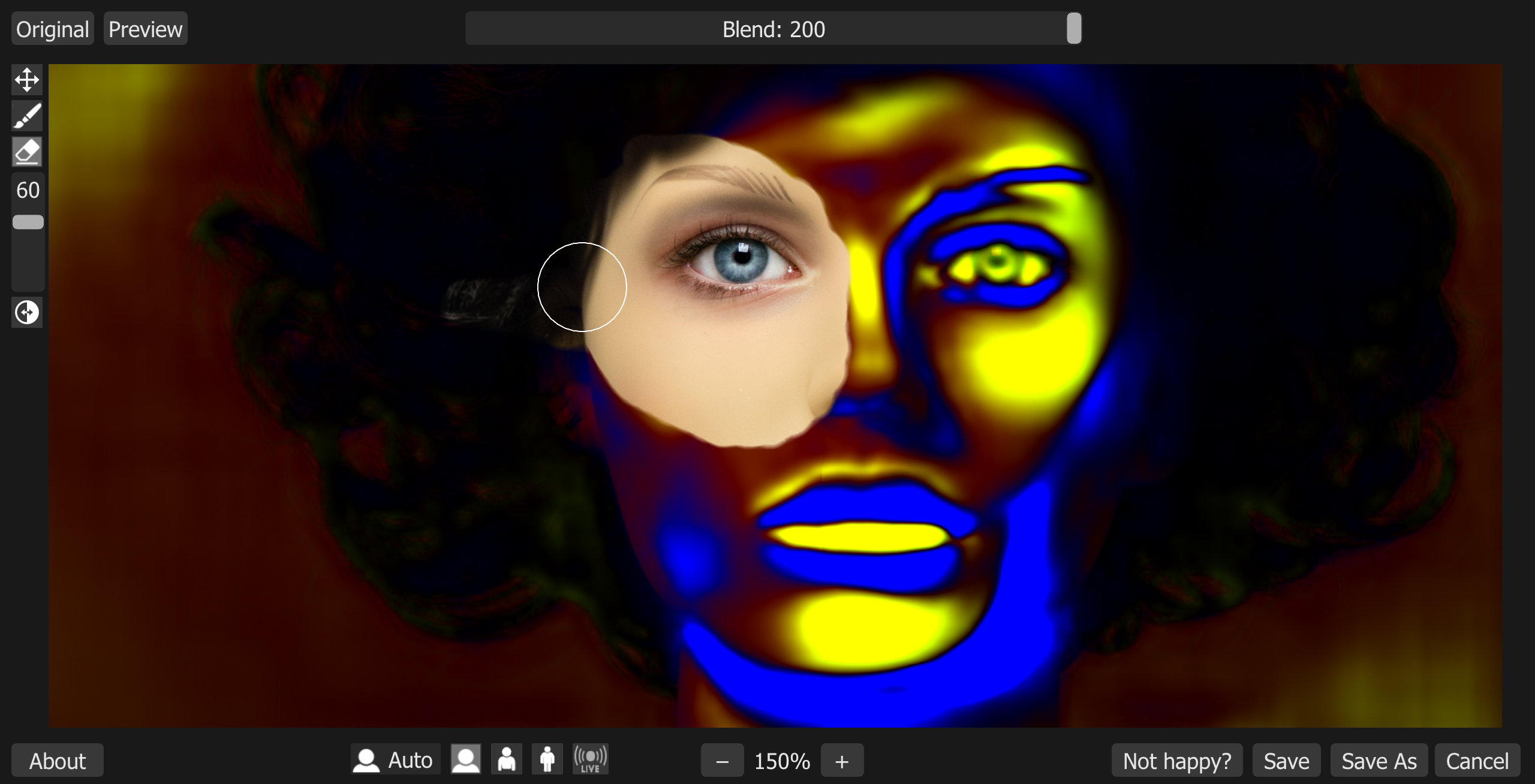 Правка маски кистью в Retouch4me Portrait Volumes