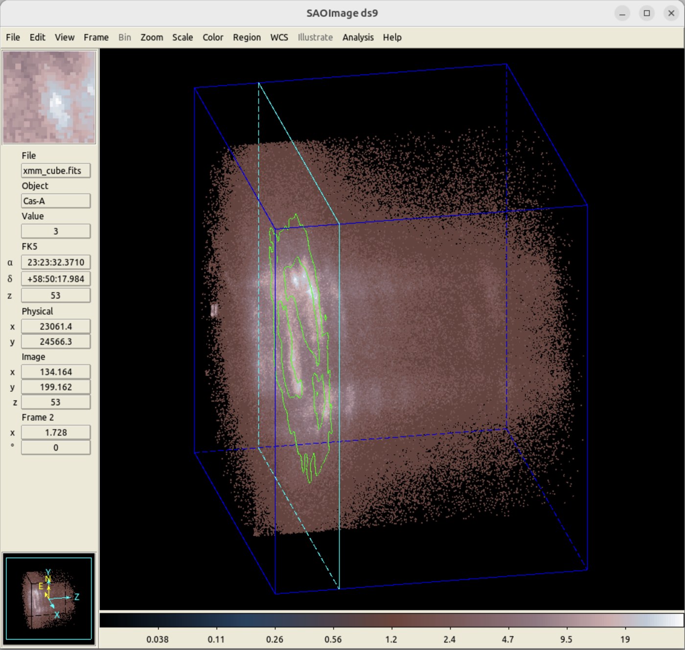 Просмотр куба данных и срезов в SAOImage DS9