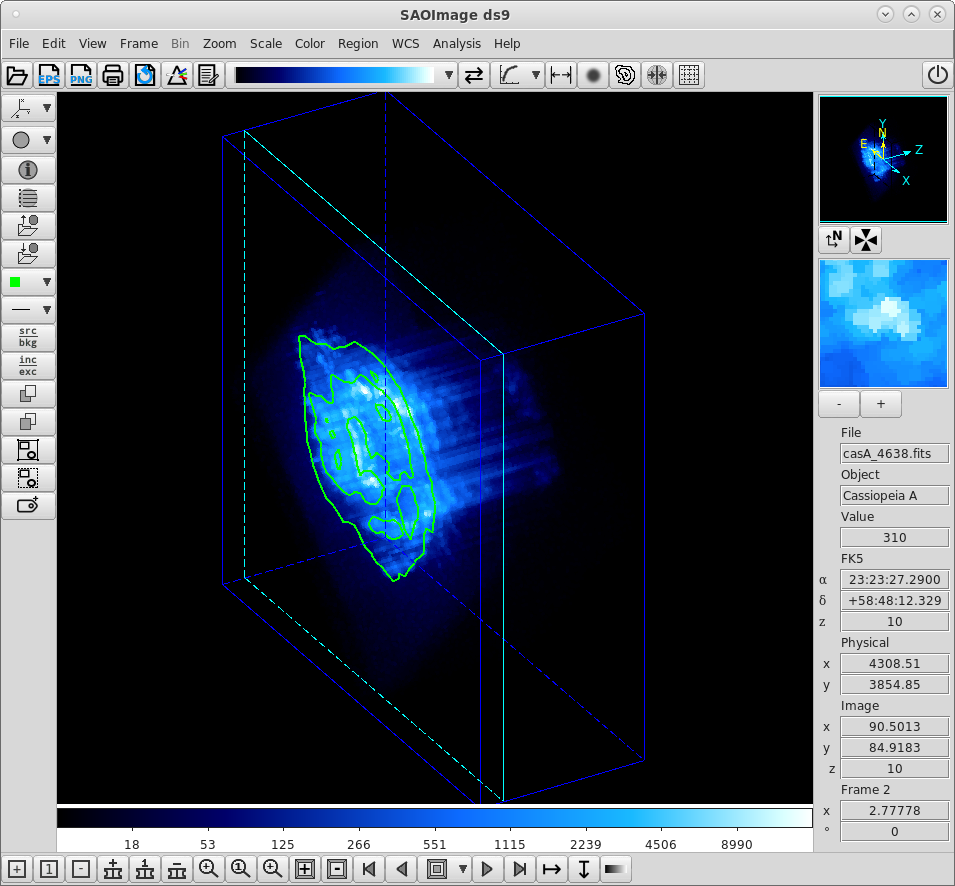 Трёхмерный Frame в SAOImage DS9 для исследования куба данных