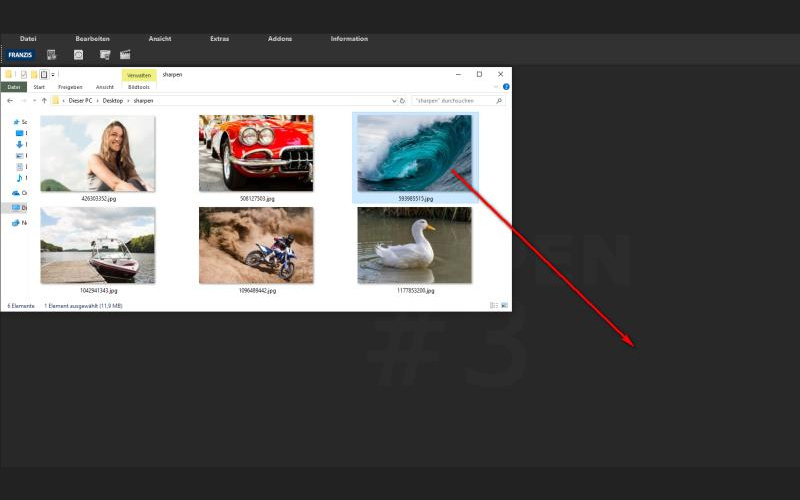Открытие фотографии в SHARPEN projects