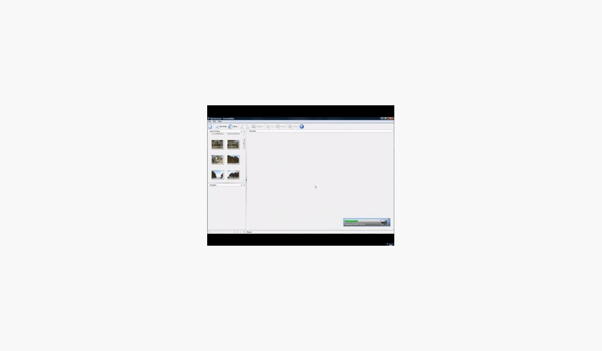 Главное окно Serif PanoramaPlus X4 с областью исходных кадров и рабочим пространством
