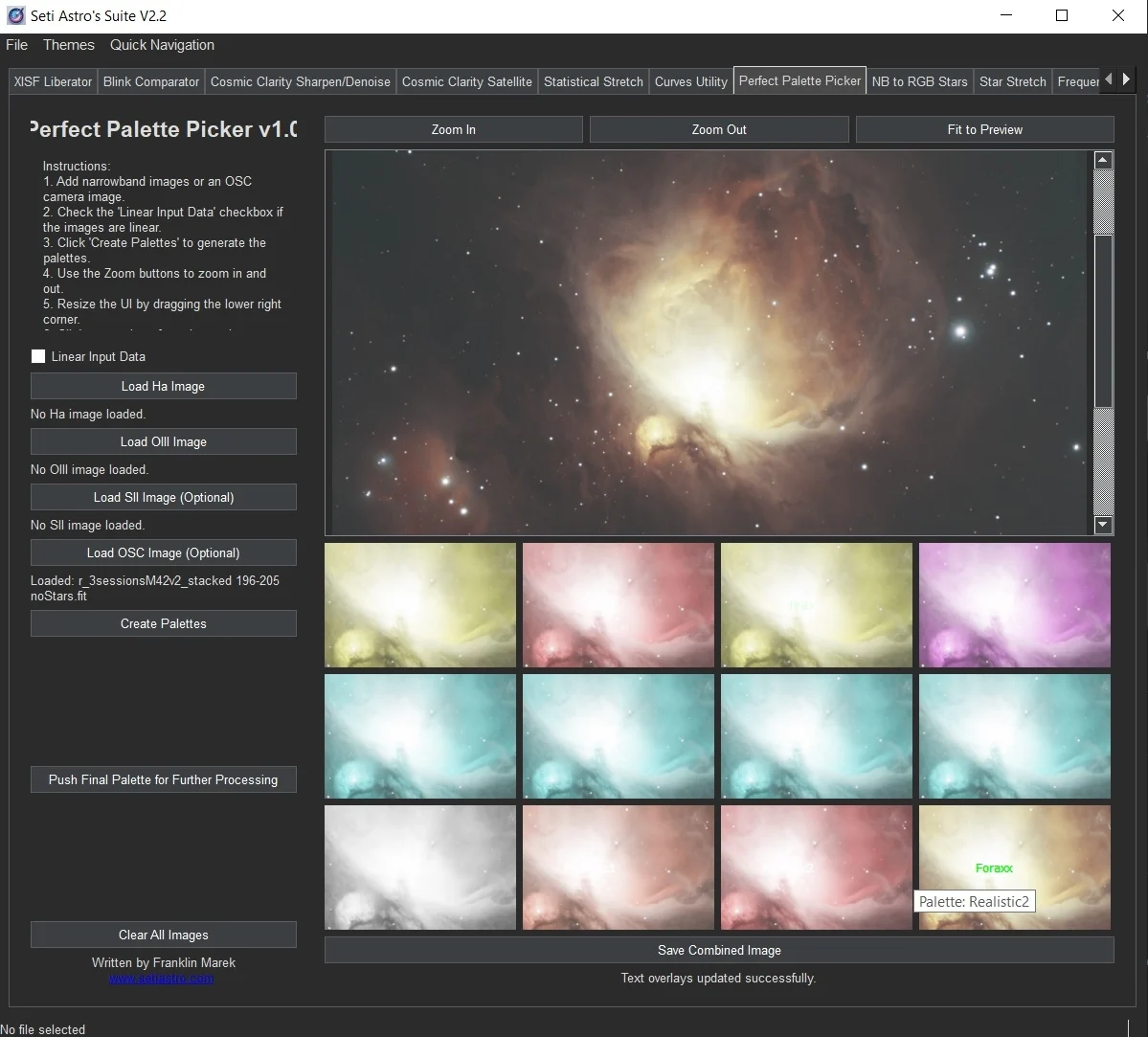 Perfect Palette Picker в Seti Astro Suite