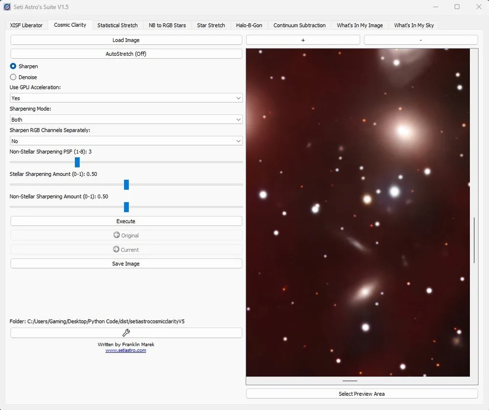 Cosmic Clarity в Seti Astro Suite