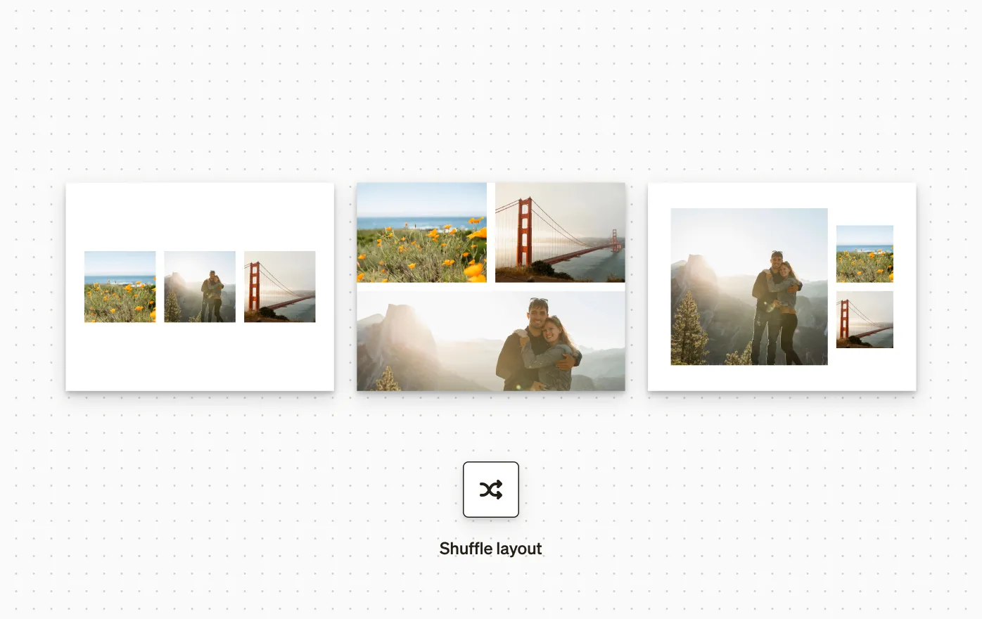 Команда Shuffle layout и варианты компоновки фотографий