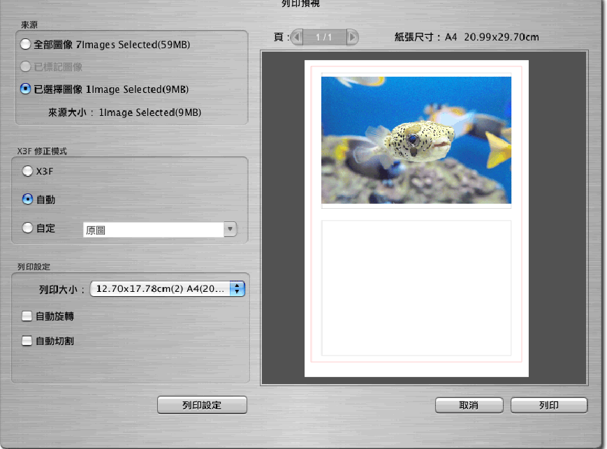 Параметры печати Sigma Photo Pro