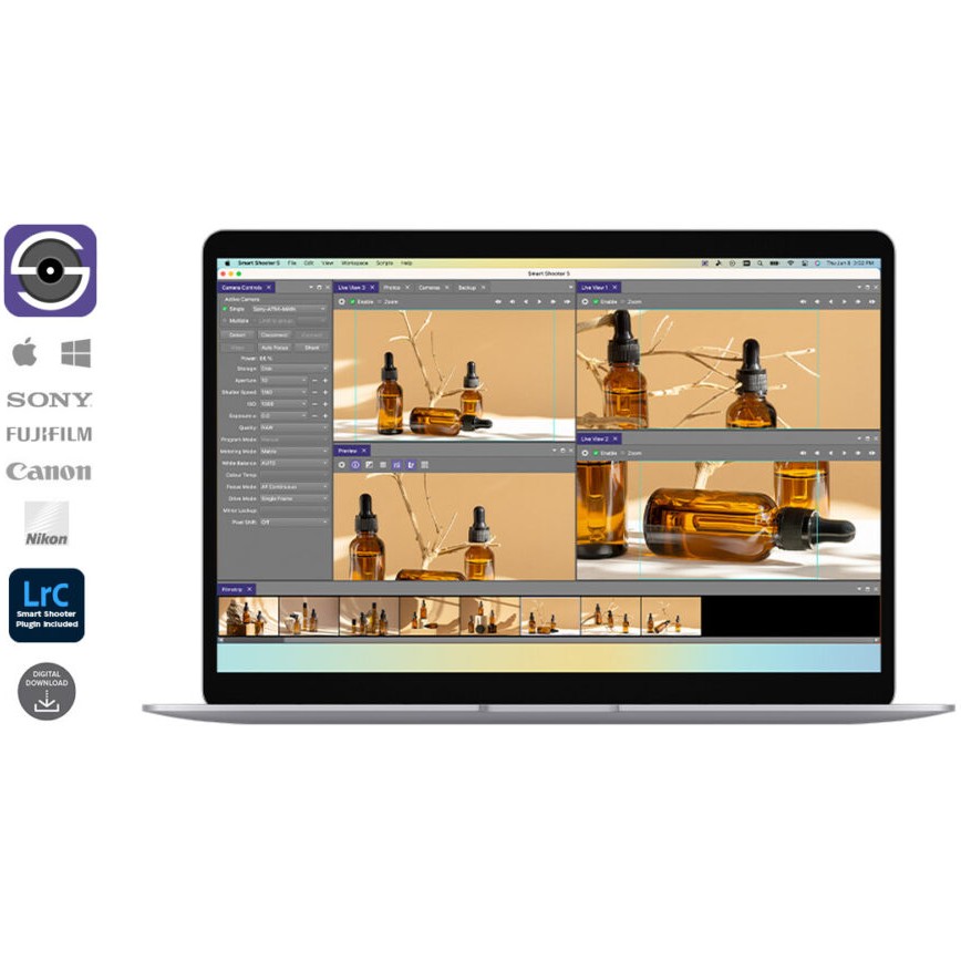 Smart Shooter: многопанельный MyWorkspace на экране ноутбука